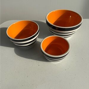 Striped Orange and Black Ceramic Bowls